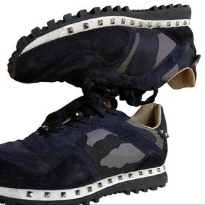 Preowned Valentino Garavani Camouflage Studded Sneaker Black Size 37 !!!